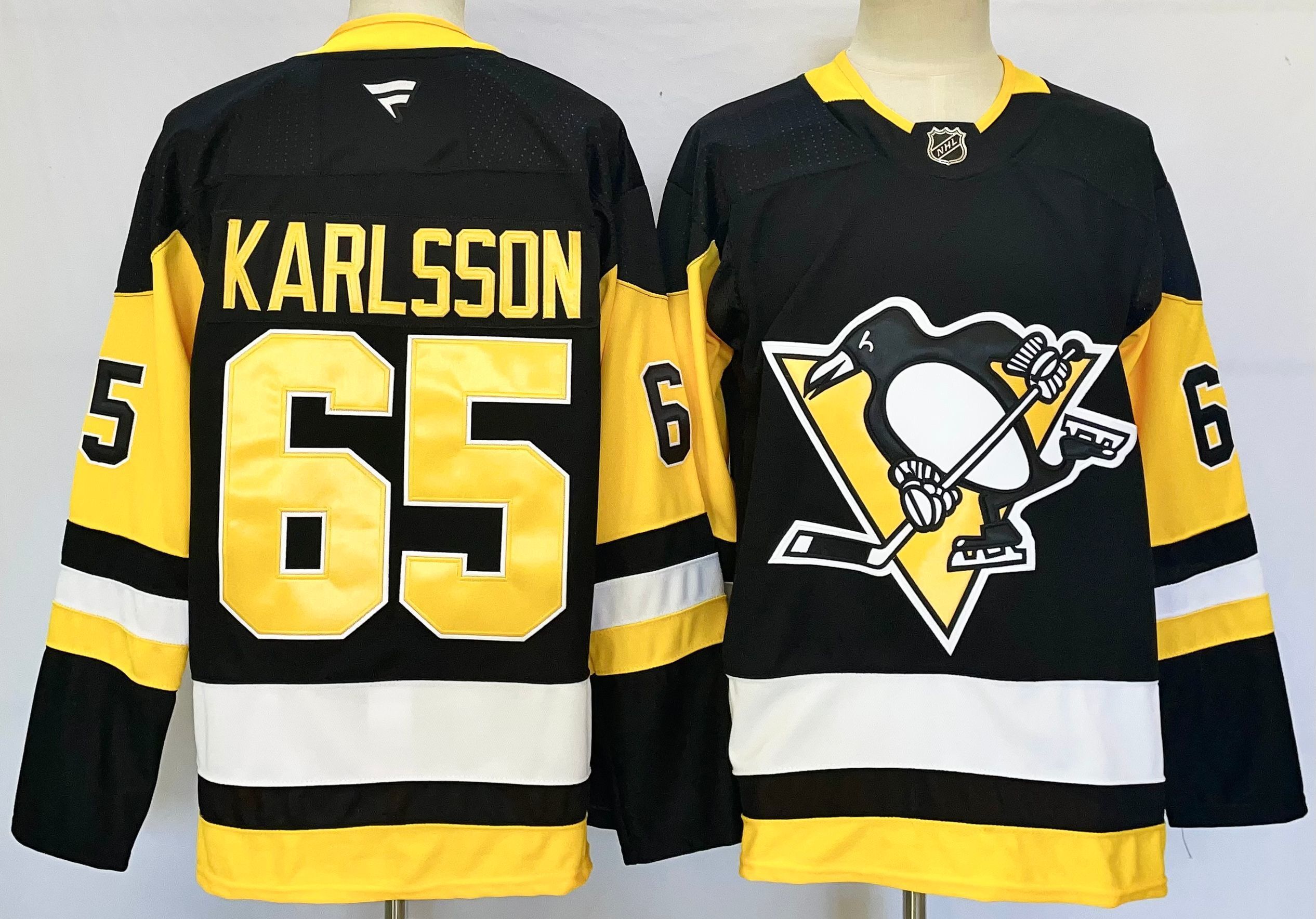 Men Pittsburgh Penguins #65 Karlsson Yellow black 2026 Adidias NHL Jersey style 001